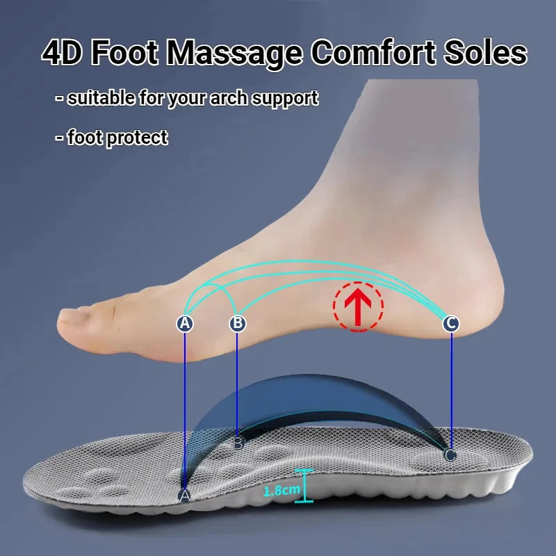 New 4D Massage Insoles Super Soft Sports Shoes Insole for Feet Running