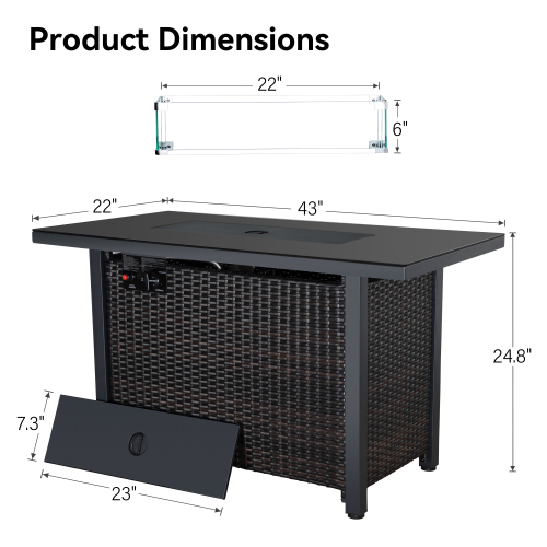 Rattan Propane Outdoor Fire Pit Table with Lid